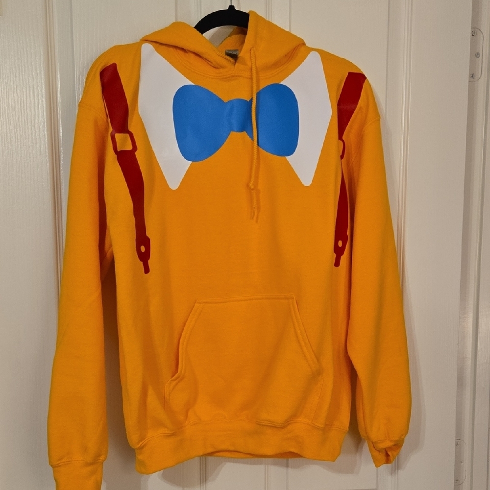 Gildan Yellow Hoodie with Blue and Red Design Alice In Wonderland - Picture 4 of 6